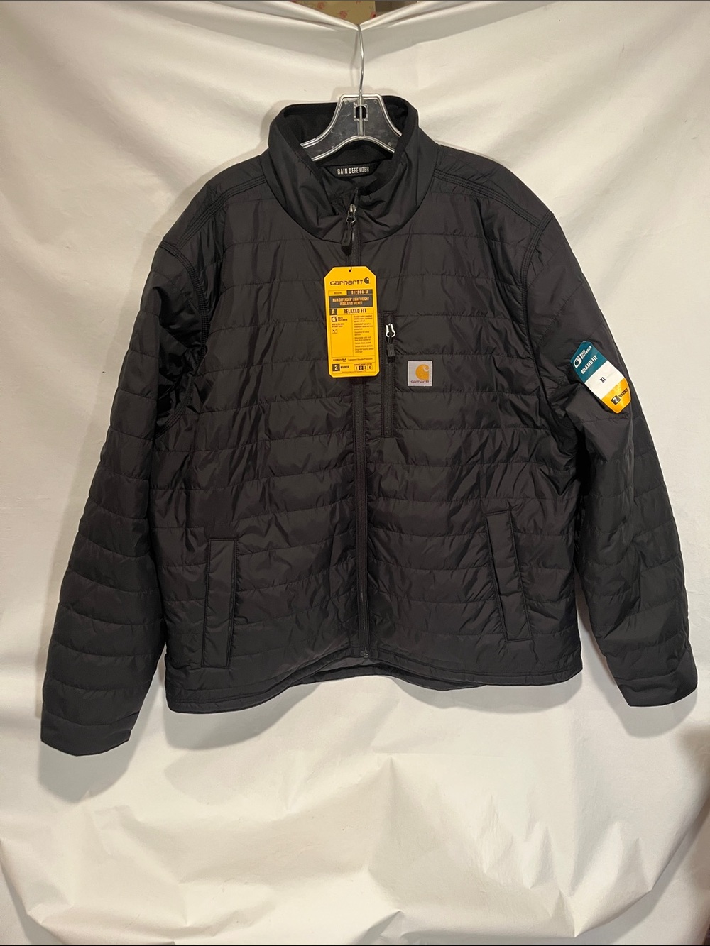 Carhartt NWT Men's XL Black Quilted Puffer Jacket Rain Defender